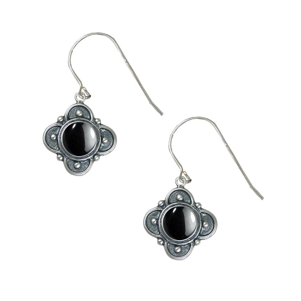 Sterling Silver Designer in Hematite Gemstone Drop Dangle Earrings